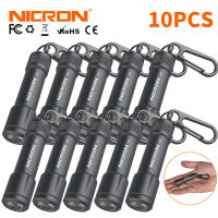 NICRON ไฟฉาย10pcs-set N1มินิพวงกุญแจเรืองเแสงความสว่าง100ลูเมน,ความสว่าง37เมตรลำแสง IPX7น้ำหนักเบาไฟฉายแอลอีดีกันน้ำสำหรับใช้ในบ้านของขวัญคริสต์มาสกุญแจถือ