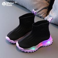 [Cocco figure-]ขนาด21-30รองเท้าถุงเท้าเด็กพร้อมไฟตาข่ายรองเท้าผ้าใบ ForBoysChildren Breathable Glowing Toddler Shoes