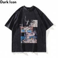 เสื้อยืดแขนสั้น ผ้าฝ้าย พิมพ์ลาย Dark Icon No Hand Feeling สไตล์ฮิปฮอป แฟชั่นฤดูร้อน สําหรับผู้ชาย 2022