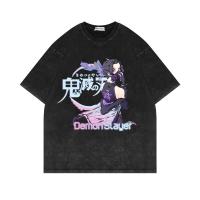 เสื้อยืดโอเวอร์ไซส์ดาบพิฆาตอสูร เสื้อยืดแขนสั้น ผ้าฝ้ายแท้ พิมพ์ลาย Demon Slayer ขนาดใหญ่ 280 กรัม สไตล์สตรีท อเมริกัน S-5XL