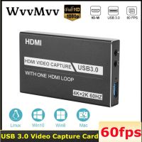 WVVMVV 4K USB 3.0วิดีโอการ์ดบันทึก HDMI-Compatible 60Fps เครื่องบันทึกวิดีโอ1080P HD Graer สำหรับ OBS Captu การ์ดเกมสด