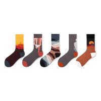 {Sock Shop} ชุดถุงเท้าผ้าฝ้ายครึ่งน่องลายเพ้นท์มือใหม่ D165 KAFU