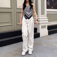 Women Baggy Jeans Boyfriend White Solid Fresh Mopping Korean Style Hipster Hip-hop Females Trousers Leisure Daily Teenagers Chic