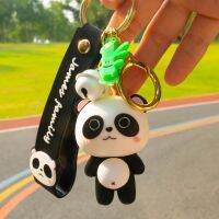 Cute Panda Kawaii Anime Keychain Animated Funny Little Hat Bear Animal Key Charm Bag Accessories Party Gift For Girls Boy Lovers