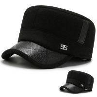 Hats autumn and winter mens womens middle-aged elderly flat caps windproof cold-resistant ear protection hat peaked cap