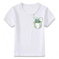 Kids tshirts Pocket Charmander Eevee Pikachu Squirtle Bulbasaur Gengar Mewtwo Pokemon T-shirt Girls Shirts Tee