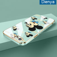 เคส Dienya สำหรับ iPhone 6 6S 6 Plus 6S Plus เคสลายการ์ตูนแฮปปี้มิกกี้กรอบสี่เหลี่ยมใหม่เคลือบพื้นผิวเคสซิลิกาเจลนิ่มกันกระแทกเคสมือถือฝาครอบป้องกันเลนส์กล้องถ่ายรูปรวมทั้งหมด