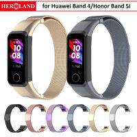 สายรัดข้อมือแม่เหล็กมิลานสำหรับสายรัดข้อมือ4สายรัดข้อมือสำหรับ Honor Band 5i สายนาฬิกาโลหะแบบ Milanese