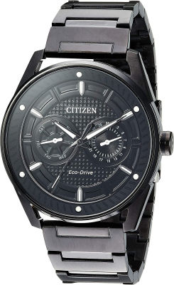 Citizen Eco-Drive Weekender Mens Watch, Stainless Steel Black Bracelet, Black Dial
