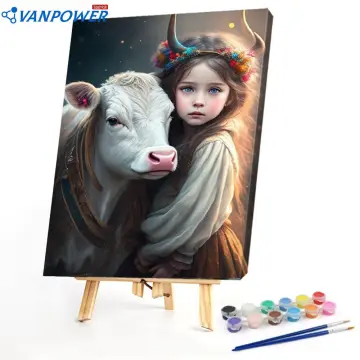 Cow Portrait - Paint by Numbers Kit for Adults DIY Oil Painting