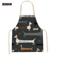 Cleaning Supplies Dachshund Dog Pattern Kitchen Apron Cooking Baking Accessories Cute Animal Household Pinafore Waist Bib Aprons