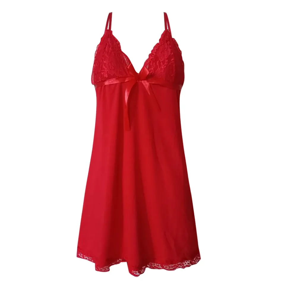  Sleepwear Sexy Lingerie Nightgown Lace Chemise Satin