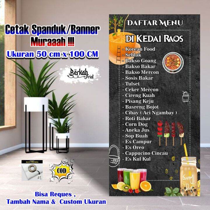 Spanduk Banner Daftar Menu Makanan Ukuran Cm X Cm Lazada Indonesia