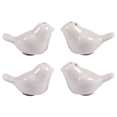 2 Set of Love Birds Ceramic Salt and Pepper Shakers Personalised Wedding Favors - White