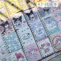 4Pcs Sanrio Kuromi Heltty Melody Mini Pocket Coil Notebook Kawaii A7บัญชีมือน่ารักหนาโน้ตบุ๊คเครื่องเขียนนักเรียน