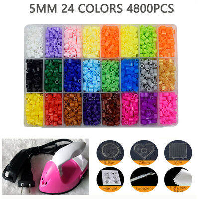 5mm 2448 grid Perler Fuse Beads Kit Hama beads Whole Set with Pegboard and Iron 3D Puzzle DIY Toy Kids Creative Handmade Craft