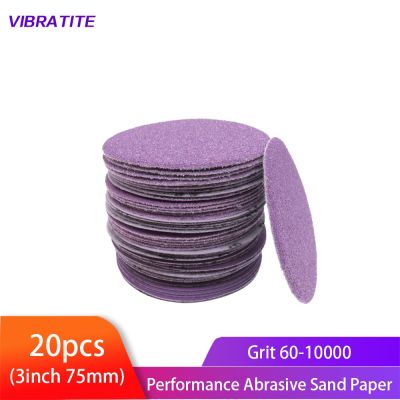 20pcs 3Inch Purple Wet Dry Sanding Sheets High Performance Abrasive Sand Paper for Wood Furniture Finishing Metal Auto Polishing Cleaning Tools