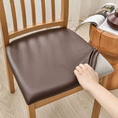 MZD【Length 35-53Cm Width 35-53Cm 】Waterproof And Anti-Fouling Chair Cover Technology Cloth Leather Universal Elastic Chair Cushion Cover PU Leather Seat Cover Office Dining Chair Cover