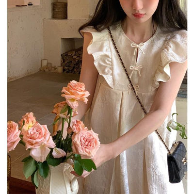 [COD] Guofeng รอบคอลูกไม้ flounced แขนกุดชุดตุ๊กตาความรู้สึกการออกแบบชุดดอกไม้ฤดูร้อนหญิงเล็กๆน้อยๆที่ไม่ซ้ำกันกระโปรง