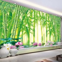 Green Bamboo Forest Scenery 3D Wallpaper,Living Room bedroom custom Mural