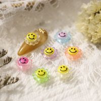 50pcs 10mm sunflower nail color cartoon smiling face takashi murakami web celebrity 3D transparent resin nail decoration