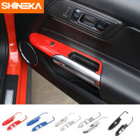 SHINEKA Car Door Handle Armrest Panel Window Lift Switch Button Decorative Frame Cover Trim For Ford Mustang 2015 2016 2017 2018