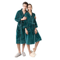 2019 Winter New Lovers Velvet Robe Bathrobe Soft women Long Kimono Robe Warm Man Dressing Gown Sleepwear Nightgown