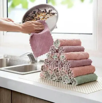 2pcs Microfiber Dishcloth Square Kitchen Washing Cleaning Towel Dish Cloth