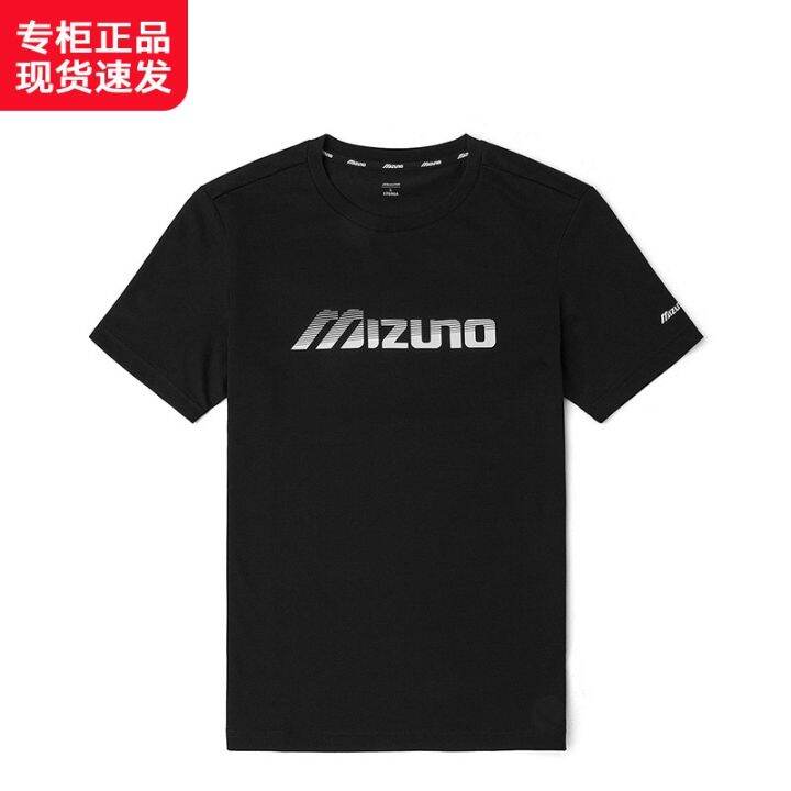 mizuno-ชายและหญิงที่มีใหม่2022กีฬาระบายอากาศ-j2ca21e2รอบคอปกแขนสั้นเสื้อยืด