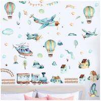 DIY Hand-painted Hot-air Balloon Train Wall Sticker Children Room Nursery Wall Decoration Self-adhesive Waterproof Sticker Wall Stickers  Decals