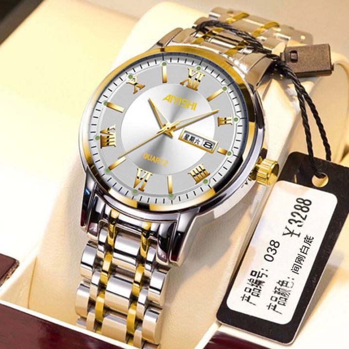 swiss-นาฬิกาข้อมือผู้ชาย-นาฬิกาอัตโนมัติกันน้ำเรืองแสงบางมากๆนาฬิกาเหล็กเกาหลี