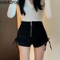 【CC】 Harajpoo Shorts 2023 Korean New Waist Hip Drawstring Leg Hot Pants Clothing