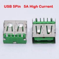 2021 Hot Sale 5 Pin USB Type A Connector Port Female Solder Jacks Connector PCB Socket USB-A type 5A High Current Power Jack  Wires Leads Adapters