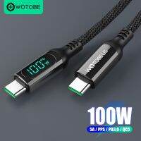 WOTOBEUS USB PD100W C ไปยังสาย5A E-Mark LED จอแสดงผลดิจิตอลชาร์จเร็ว3M สำหรับ Samsung S20 S21แล็ปท็อปไอแพดพิเศษ