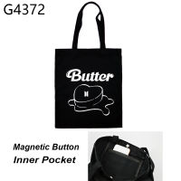 BUTTER Fashion Black Canvas Bag Shoulder Bag Eco Bag