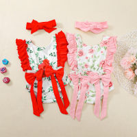 (Childrenhouse) 2Pcs ทารกแรกเกิดเด็กสาวดอกไม้คอกลมแขนยาว Tutu Romper Bodysuit + ที่คาดผมชุดเสื้อผ้าชุด