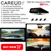 CAREUD T680-NF + จอแสดงผล LCD แบบไร้สายระบบตรวจสอบความดันลมยางรถยนต์พร้อมเซ็นเซอร์ภายใน 4 ตัว USB ชาร์จพลังงานแสงอาทิตย์ระบบตรวจสอบความดันลมยางรถยนต์