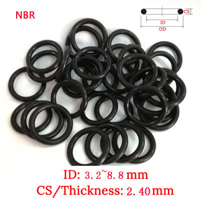 CS 2.40mm ID3.2mm-8.8mm 10pcs 30pcs พลาสติก O-Ring ชุด NBR ปะเก็น FluoroRubber น้ำมันและน้ำซีลปะเก็นซิลิโคนแหวนซีลฟิล์ม-Yinguer