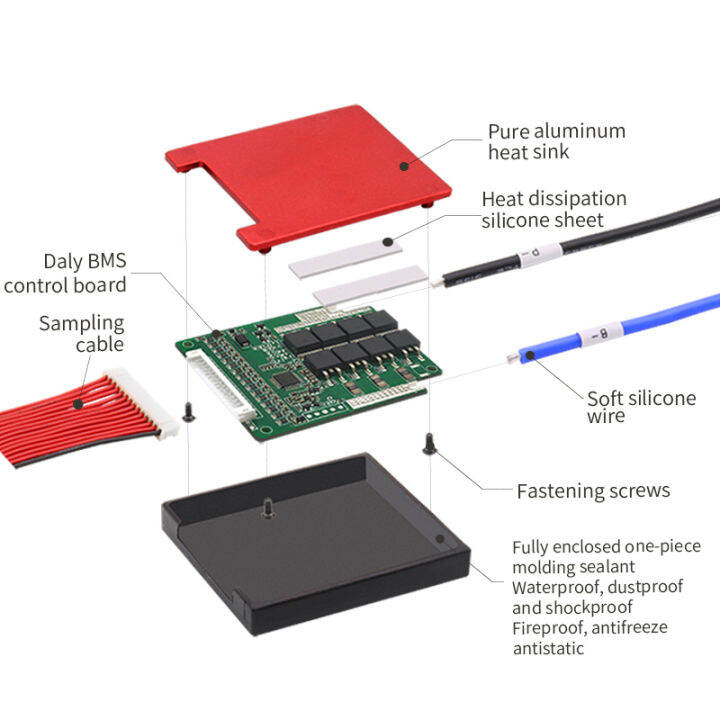 แบตเตอรี่-lifepo4แบบชาร์จไฟได้-bms-150a-10a-4s-12v-แผ่นป้องกันกับพอร์ตเดียวกัน