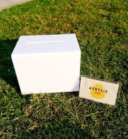 tip box สีขาว กล่องอะคริลิก tipbox กล่องใส่เงิน กล่อง tip box