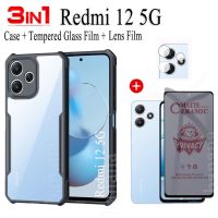 เคสโทรศัพท์กันกระแทกสำหรับ Redmi 12 5G 4G Redmi Note 12S Note 12 4G Note 12 4G Note 12 Pro + ป้องกันการสอดแนมชนิดเคลือบเพื่อความอ่อนโยนเคลือบด้านกระจกเทมเปอร์ความเป็นส่วนตัว3 IN 1