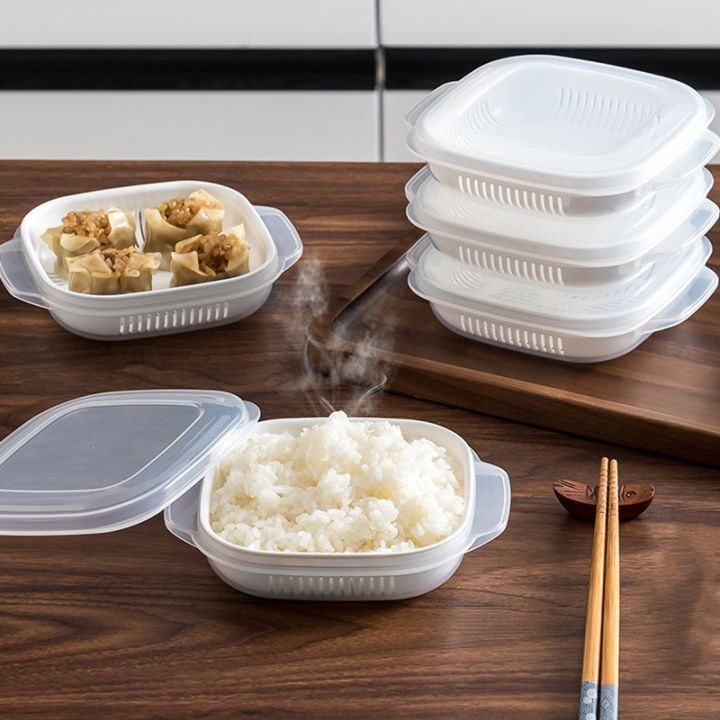 กล่องถนอมข้าว-กล่องถนอมอาหาร-กล่องเก็บข้าวในตู้เย็น-กล่องอุ่นข้าวเข้าไมโครเวฟได้-กล่องแบ่งข้าวสไตล์ญี่ปุ่น-มีฝาปิด-อุ่นข้าวนิ่ม