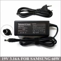 19V 3.16A 60W อะแดปเตอร์ AC ที่ชาร์จแล็ปท็อปสำหรับ Samsung สายไฟ NP300E5C NP300E5C-A02US NP300E5C-A03US AD6519