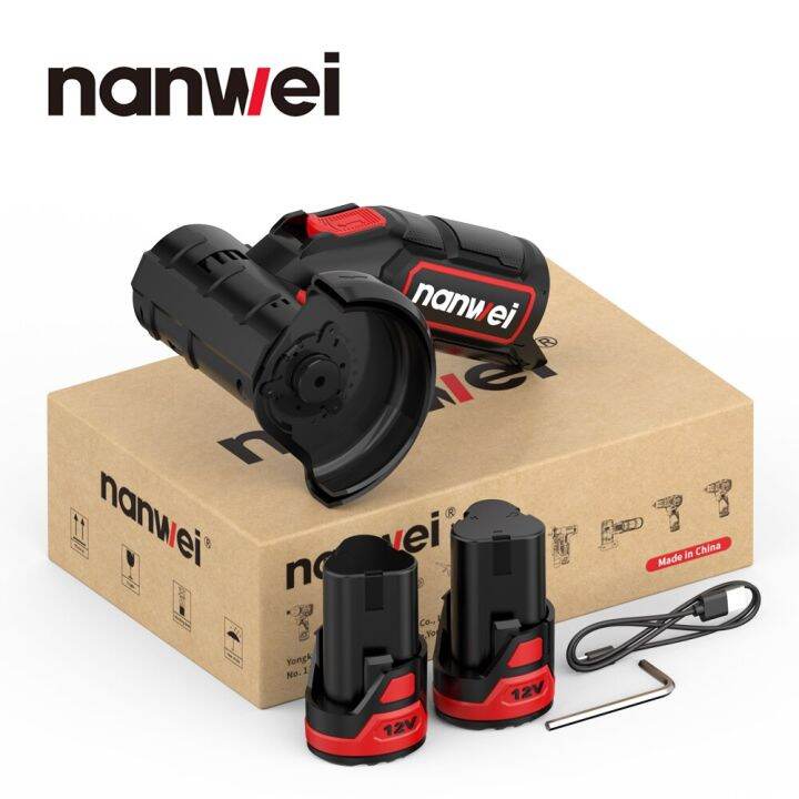 nanwei-เครื่องบดไฟฟ้าขนาดเล็กลูกหมูลิเธียม12v-76มม-3นิ้วแบบชาร์จได้เครื่องขัดเงาตัดไฟฟ้า