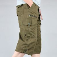 Knee Length Cargo Shorts Mens Summer Casual Cotton Multi Pockets Breeches Cropped Short Trousers Military Camouflage Shorts MMS0031