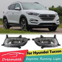 LED DRL Fog Lamp Assembly for Hyundai IX35 Tucson 2015 2016 2017 Daytime Running Light with Fog Lamp Bezel