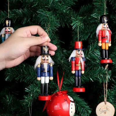 6Pc Christmas Doll Soldier Wood Decoration Made Nutcracker Puppet Desktop Pendants Ornaments For Xmas Tree Party New Year