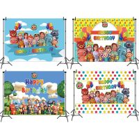 Custom Happy Birthday Background Banner Cartoon JJ Melon Backdrop Theme For Baby Shower Kids Boy Girl Birthday Party Decoration