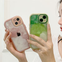 เคสโทรศัพท์สีน้ำพรีเมี่ยมสำหรับ iPhone 14ProMax เคสโทรศัพท์แฟชั่นครีมสำหรับ iPhone 12 เคสโทรศัพท์กรอบป้องกันการตกขนาดเล็กสำหรับ iPhone 11ProMax เคสโทรศัพท์สีชมพูน่ารักสำหรับ iPhone 13 กรณีโทรศัพท์มือถือย้อมสีไล่ระดับสีสีเขียวสำหรับ iPhone Xs