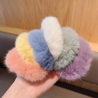 2Pcs Fuzzy Candy Colored Fluffy Warm Autumn Winter Elastic Hair Band Scrunchies Women Girls Plush Hair Rope Hairwear Wholesale Hair Accessories